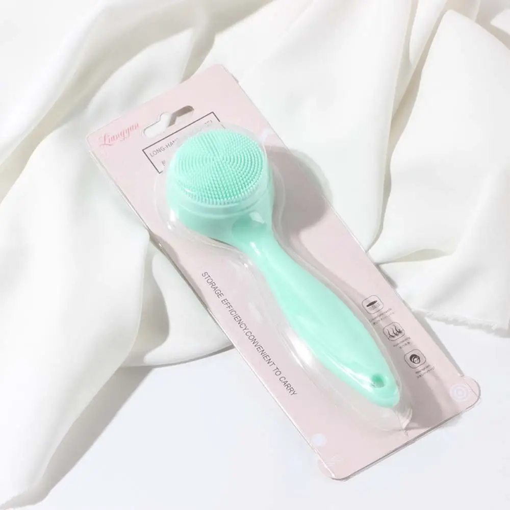 Nettoyage en profondeur élimination des points noirs brosse exfoliante à Long manche massage du visage brosse de lavage du visage brosse de nettoyage du visage en Silicone