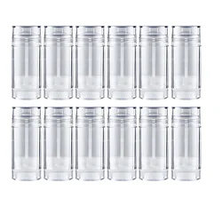 12pcs 15ml 30ml 50ml 75ml Round Shape Bottom Filling Stick Deodorant Container Reusable Deodorant Tube Clear Twist Up Stick Tube