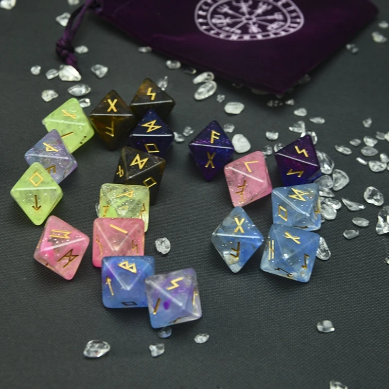 3 Pcs 8-Sided Rune Dices Resin Assorted Polyhedral Dices Set Resin Dices Set G99D