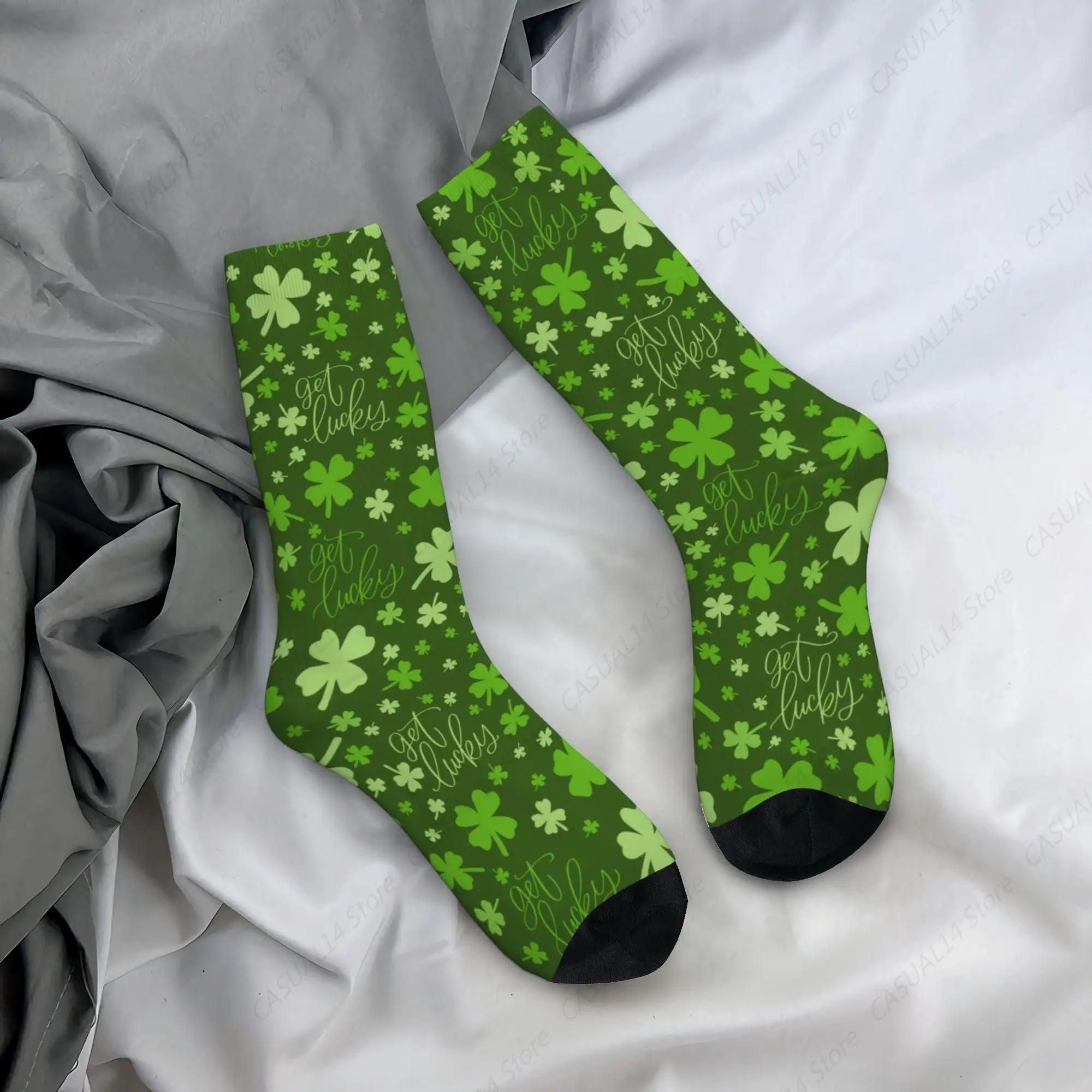 St. Patrick's Day Shamrocks Clover Unisex Casual Socks, Novelty Crew Socks for Women Men Birthday Anniversary Holiday