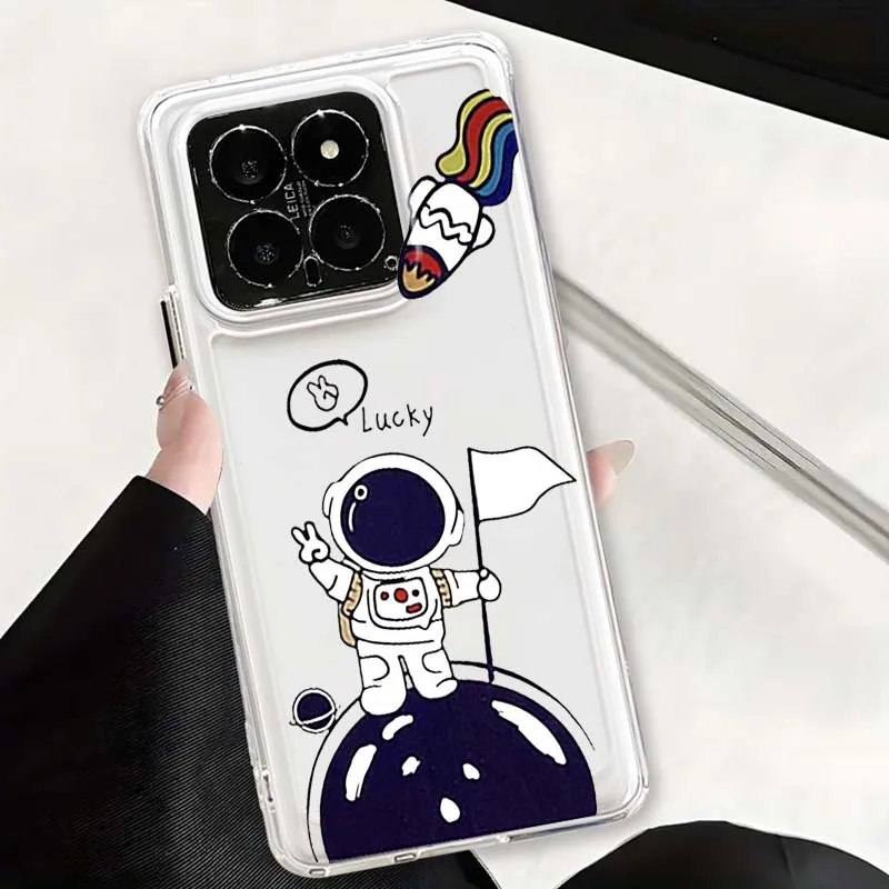 Cartoon anime astronaut Phone Case For Xiaomi 15 14 13 12 12S 12X 12T 11 11T Pro Lite TPU Transparent