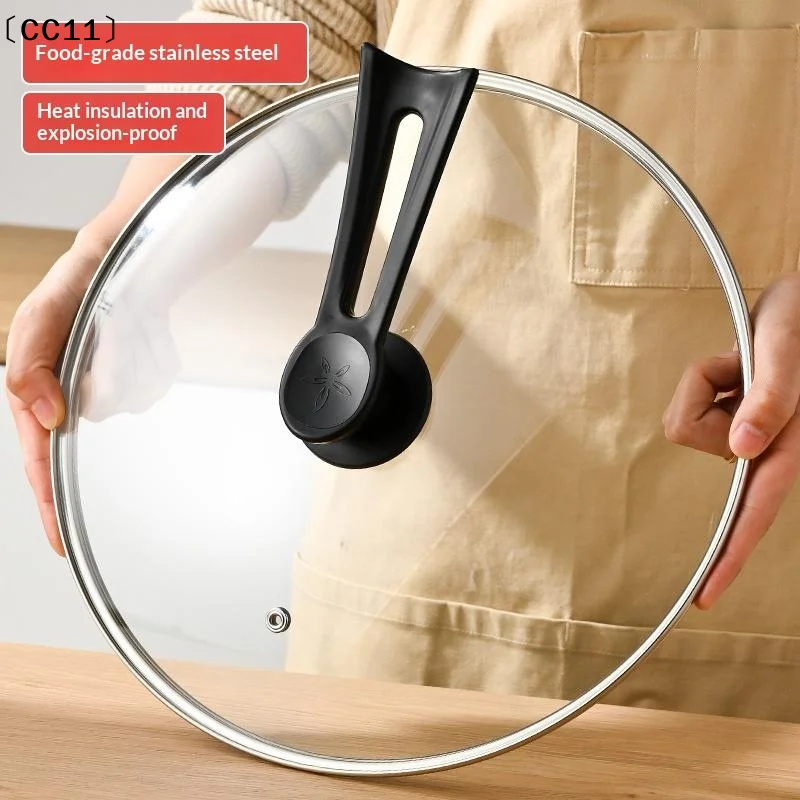 Tempered Glass Round Frying Pan Cover Visible Vertical Lid Pot Lid Cookware Parts Kitchen Accessories 14-34cm〔CC11〕