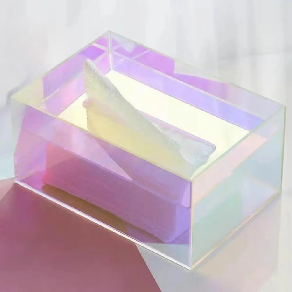 INS Style Iridescent Acrylic Tray Makeup Organizer Tray Tissue Holder Sundries Storage Box Cosmetic Storage Box Tissue Box