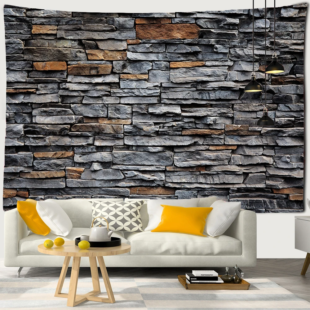 

Vintage Stone Grey Rock Brick Wall Tapestry Hippie Boho Home Decor European Wall Cloth Tapestries Medieval Wallpaper Bedspread
