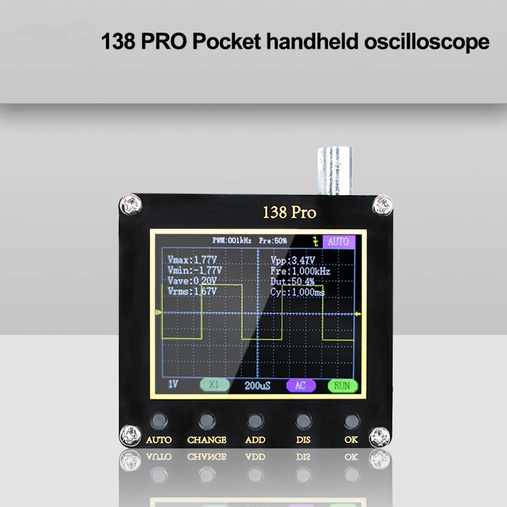 1FNIRSI 138 PRO Handheld Oscilloscope Digital 2.5MSa/s 200KHz Analog Bandwidth Support AUTO 80Khz PWM Digitals Osciloscopio