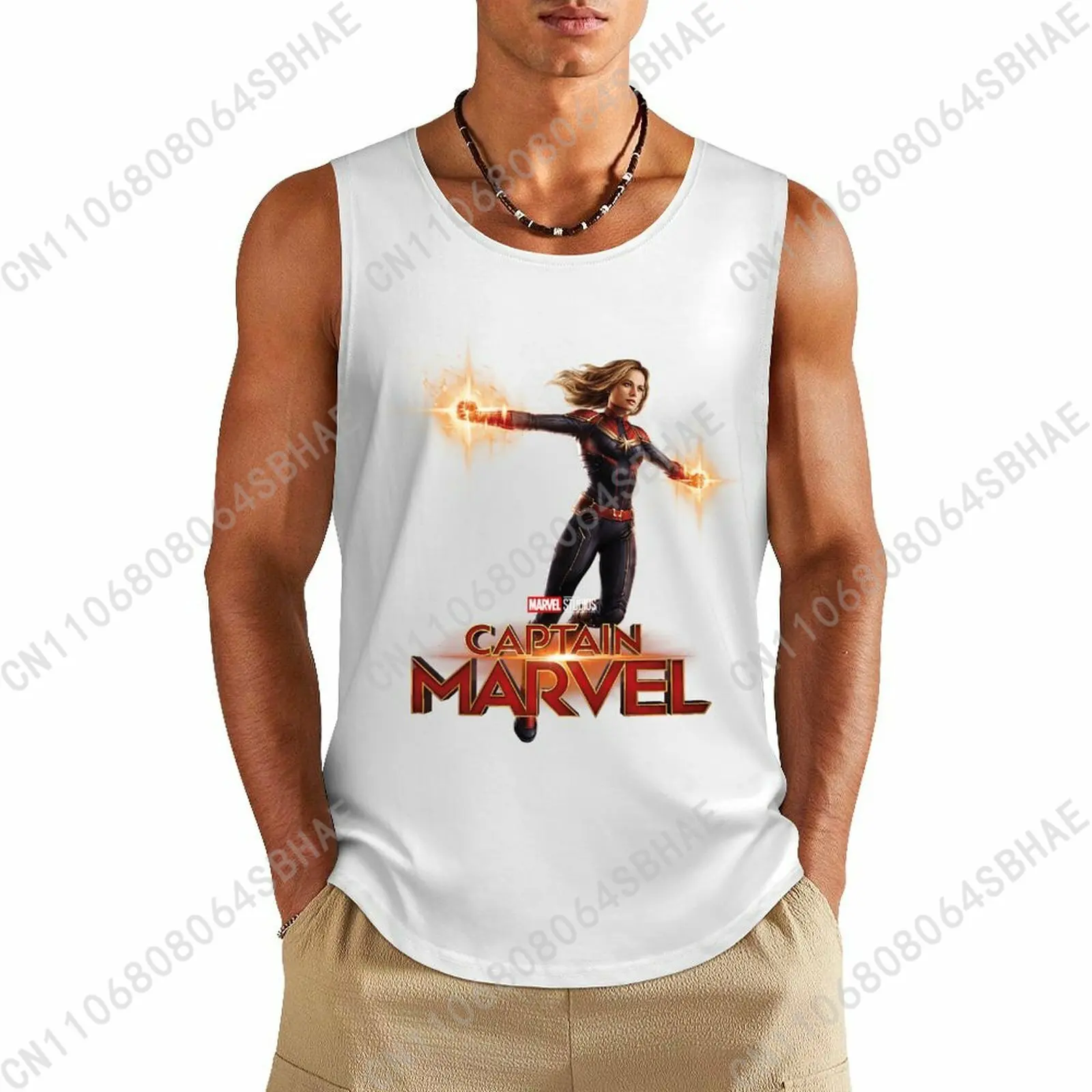 

Marvel Captain Marvel Custom Pattern Mens Cotton Tank Top Cotton Sleeveless Shirt Men Undershirt Personalized Gifts Cosplay