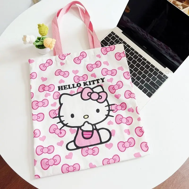 

Hello Kitty Women's Handbags Sanrio bag Kawaii Handbag women shoulder Pouch underarm tote bag Cartoon Cat Canvas Shoulder bag