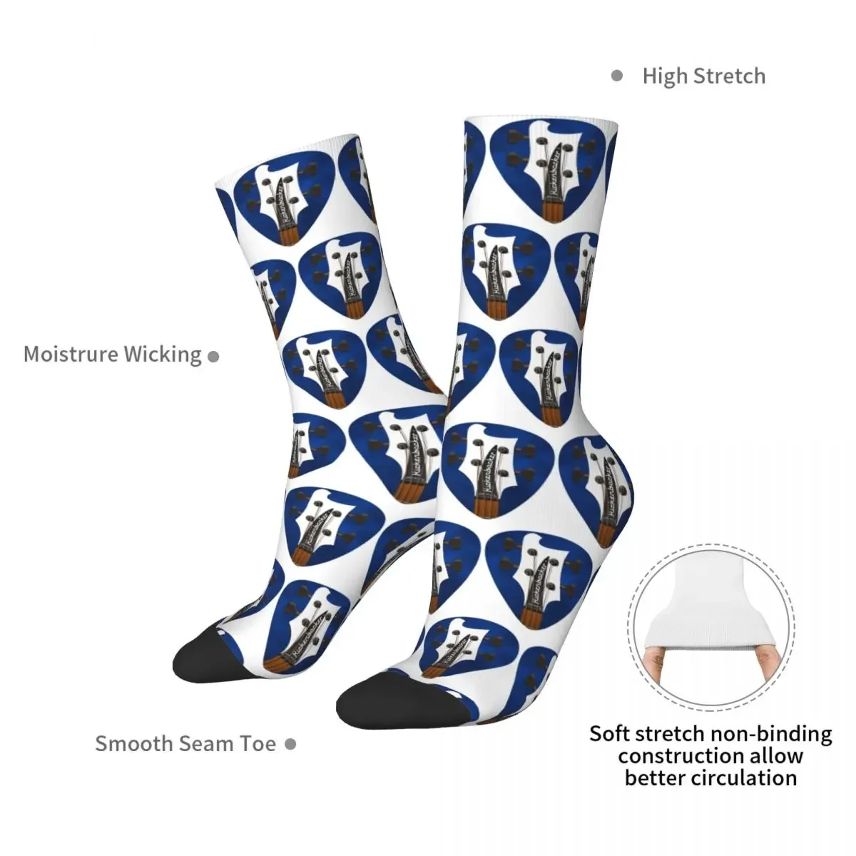 GUITAR HEADSTOCK PICK ART - RICKENBACKER 4003 WHITE BASS Socks Harajuku Stockings All Season Long Socks Accessories for Unisex