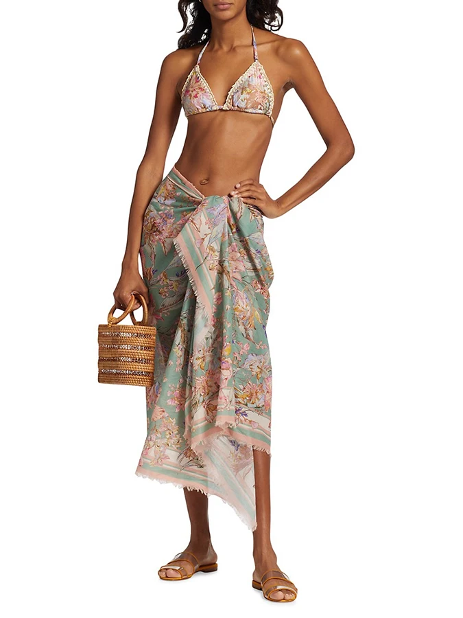 Bikini Set Met Bloemenprint 2023 Nieuwe Badkleding Zomer Damesmode Badpak En Cover-Up Sexy Strandkleding Hangende Halsvakantie