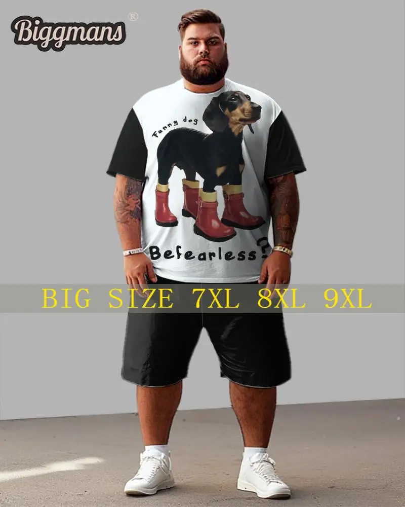 Biggmans T-Shirt Plus Size Set L-9Xl for Summer Clothing Oversize Suit Men's Large Block Street Short Shirt Shorts 7XL 8XL 9XL