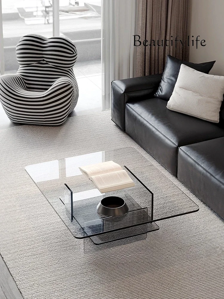

BJ Italian Minimalist Coffee Table Light Luxury Living Room Coffee Table Minimalist Home Modern Small Table Glass