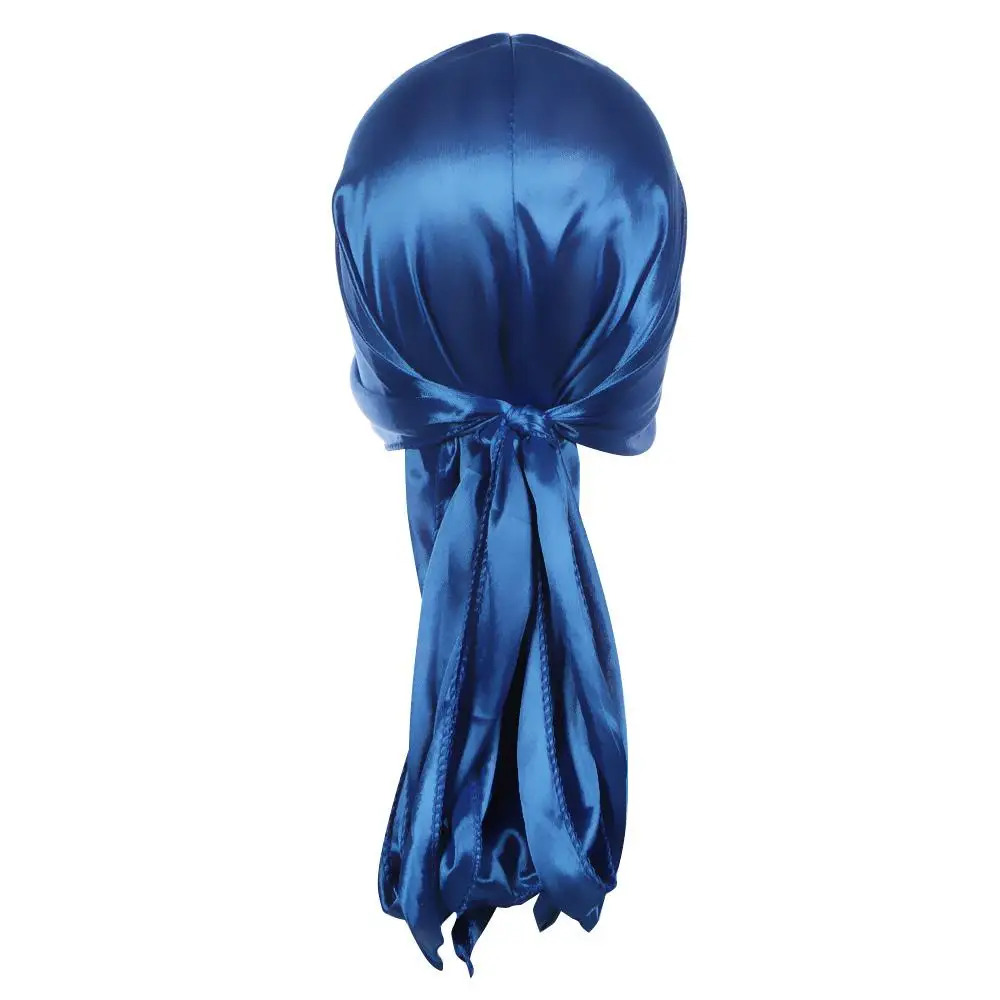 Fashion Pre-Tied Silk Durag Adjustable Polyester Turban Hijab Elastic Head Wrap Men Women
