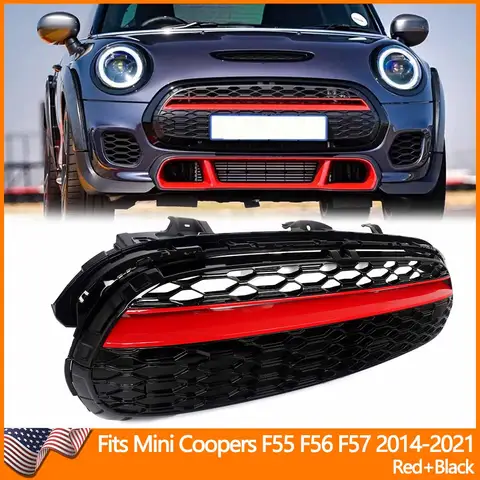 Front Bumper Honeycomb Grille Racing Grills for BMW Mini Cooper F55 F56 F57 2014 2015 2016 2017-2021 Upper Hood Mesh Grid