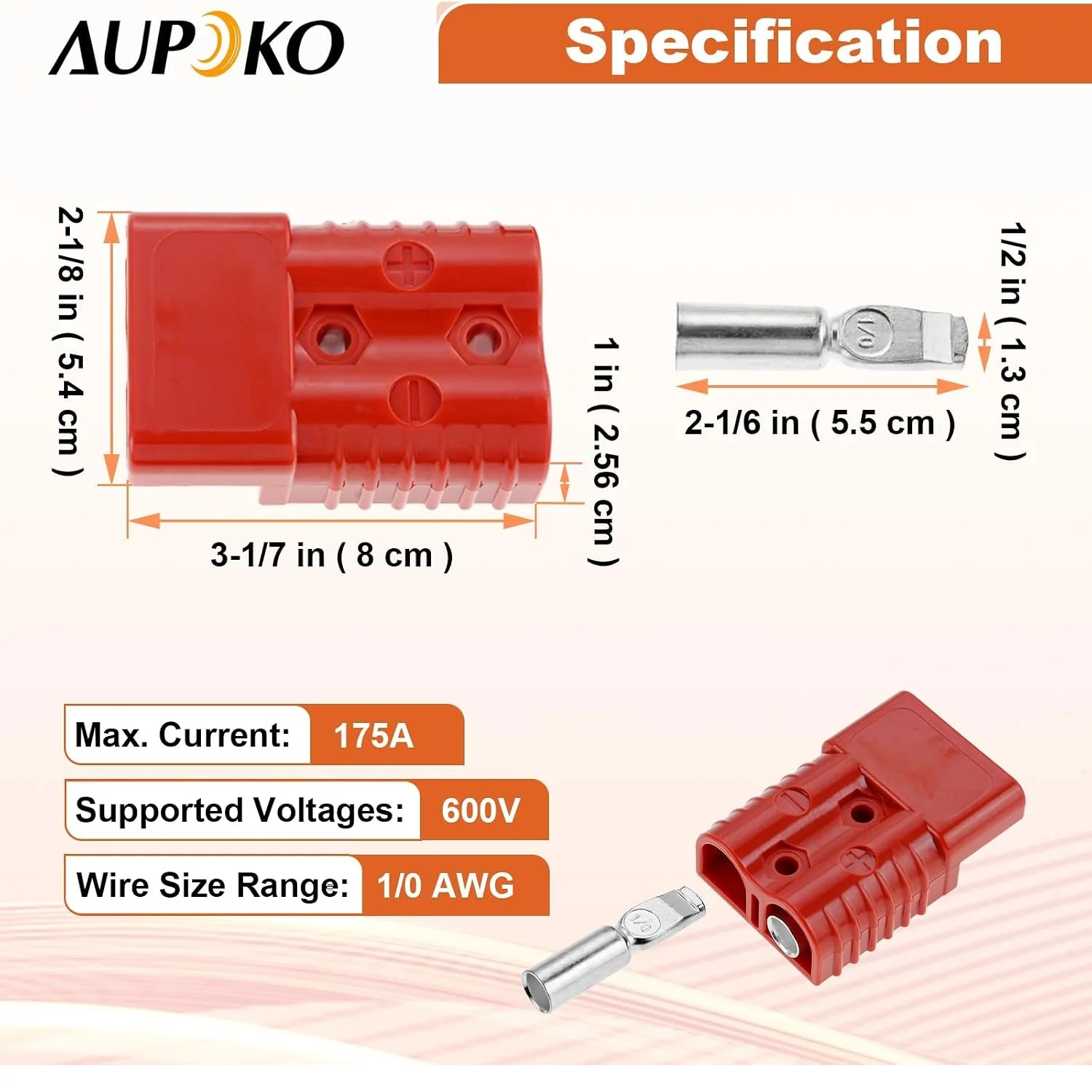 4PCS 175A Battery Quick Connect/Disconnect Connector 1/0 AWG Wire Harness Plug 12-36V for Car Winch Trailer Lifts Motors Towing