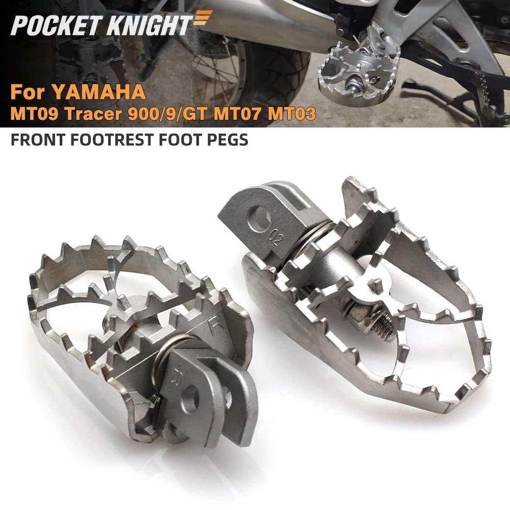 Front Footrest Foot Pegs For YAMAHA MT09 Tracer 900 9 GT MT07 MT03 MT25 FZ1 FZ8 FZ6 XJ6 TDM900 Motorcycle Enlarge Footpegs Pedal