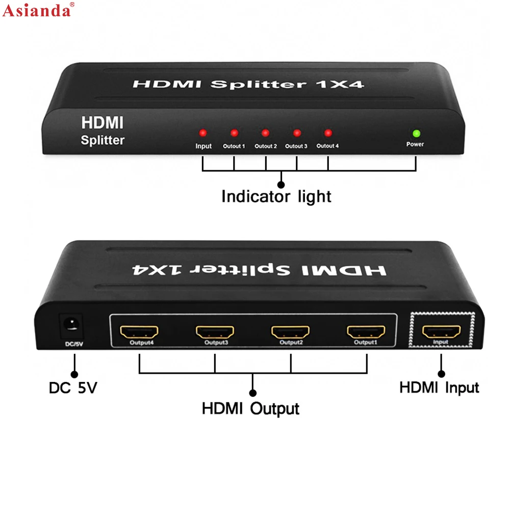 Multiple Digital Video Output for Splitter 1in 4 Out port 4K Video Display CCTV Video Distribution