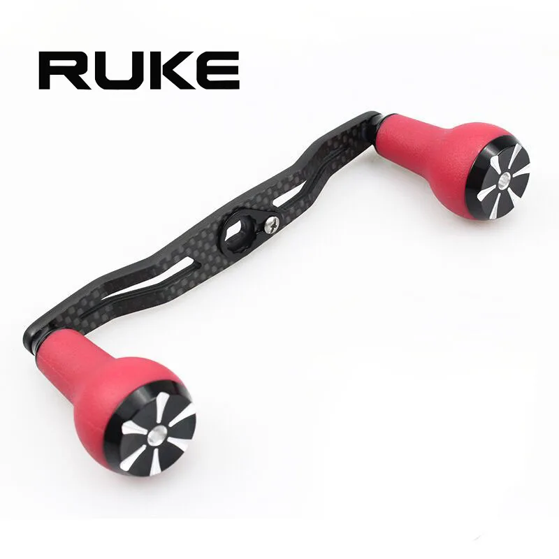 RUKE uchwyt kołowrotka wędkarskiego 130MM uchwyt węglowy TPE materiał pokrętło do kołowrotka do rzucania przynęty rozmiar otworu 8*5/7*4mm akcesoria
