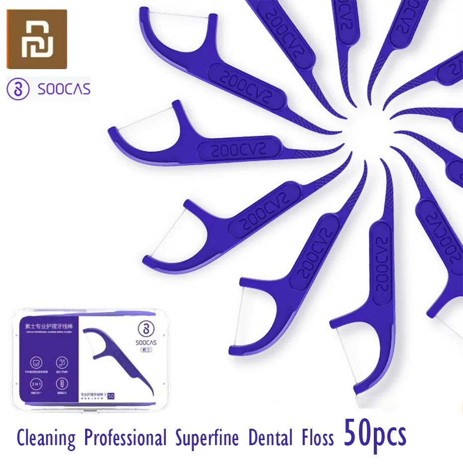 Original Soocare Dental Floss Daily Tooth Cleaning Professional Superfine Dental Floss 50pcs/set top quality