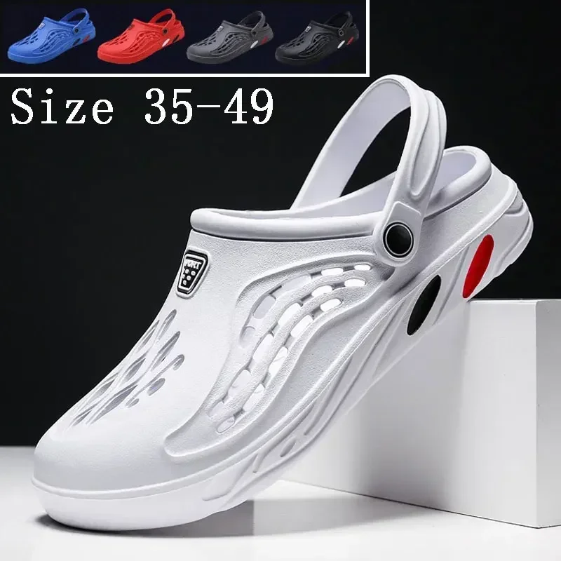 Summer Men Sandals Light EVA Mens Casual Shoes Hole Shoes Clogs Lovers Home Garden Outdoor Male Beach Flat Slippers Big Size 49