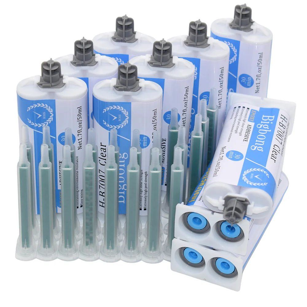

10pcs Clear 1:1 50ml Epoxies AB Glues Wood Metal Plastic Glass Ceramic Concrete Epoxy Resin Adhesives with 20pcs Mixing Nozzles