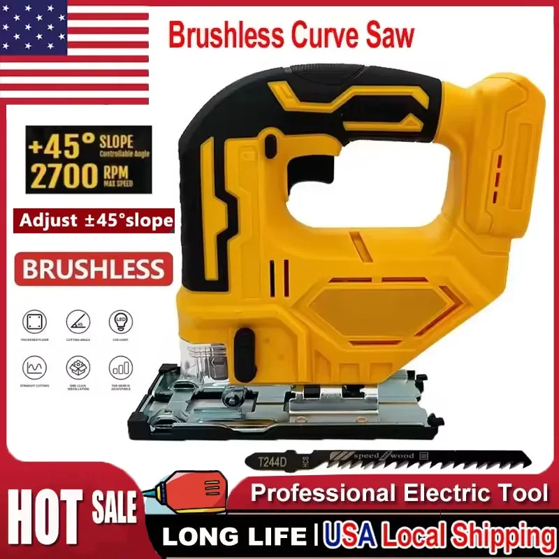 

Аккумуляторный бесщеточный лобзик DeWalt 20В, 2700 об/мин, портативный многофункциональный регулируемый электроинструмент для деревообработки