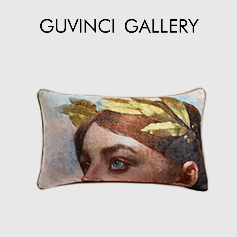 GUVINCI Angel Eyes Decorative Lumbar Pillow Cover Ancient Greece Art Oil Painting Inspired Pillow Cushion Case Luxury Home Decor