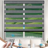 High Quality100% Blackout Dual Layer Indoor Blind Fabric Smart WiFi Google Remote Control Motorized Zebra Blinds For Window