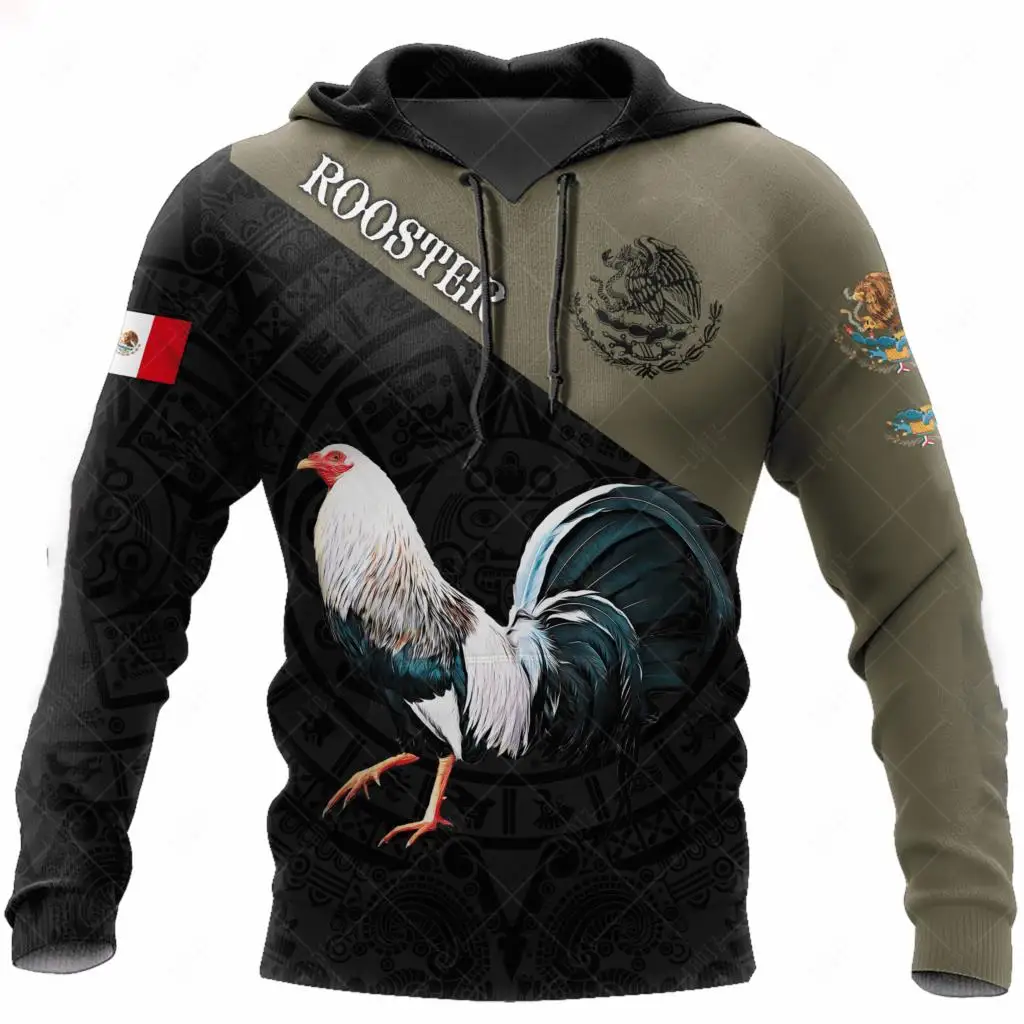 Men's Hoodie Mexican Hoodies 3D Print Mexican Rooster Graphics Tops Autumn Long Sleeve Streetwear Hooded Hoodie For Men Clothes