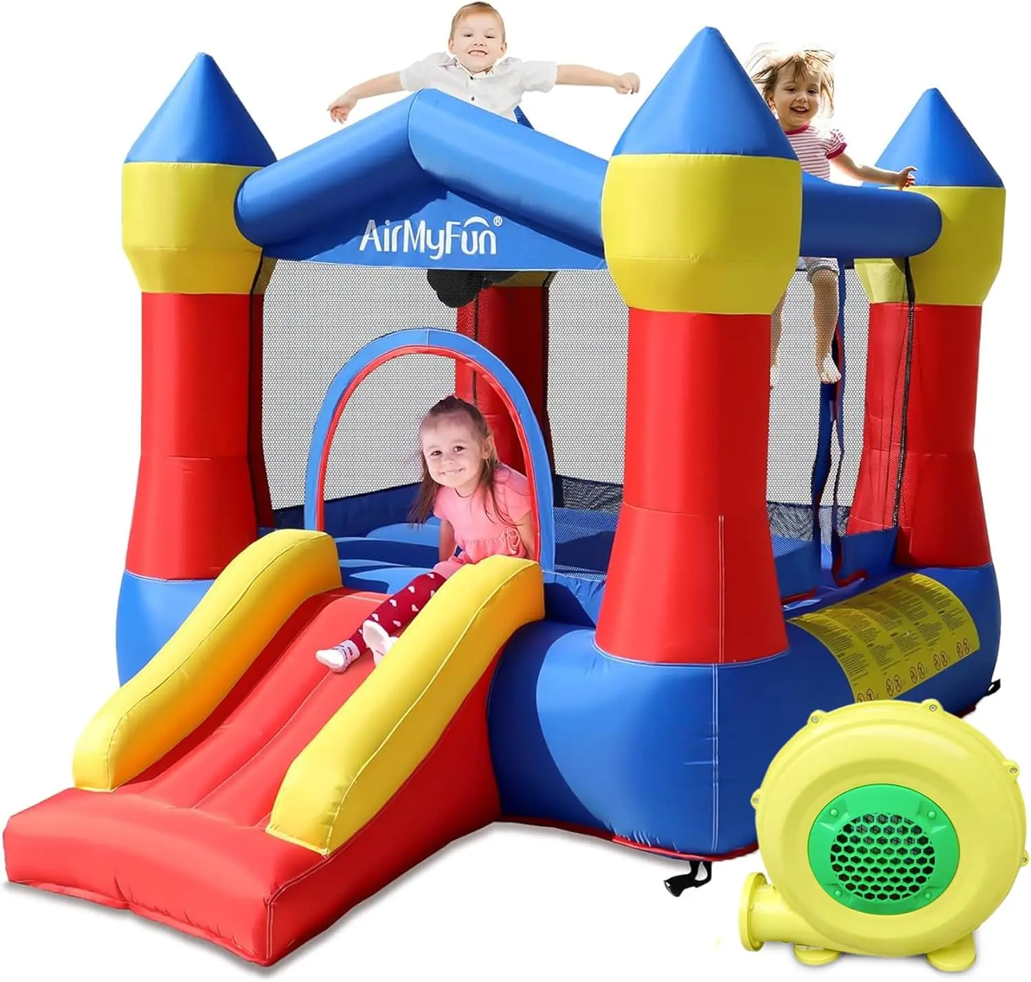 Toddler Bounce House with Blower for Kids 3-8, Inflatable Bouncy Jumping Castle with Slide, Indoor/Outdoor Jump Bouncer