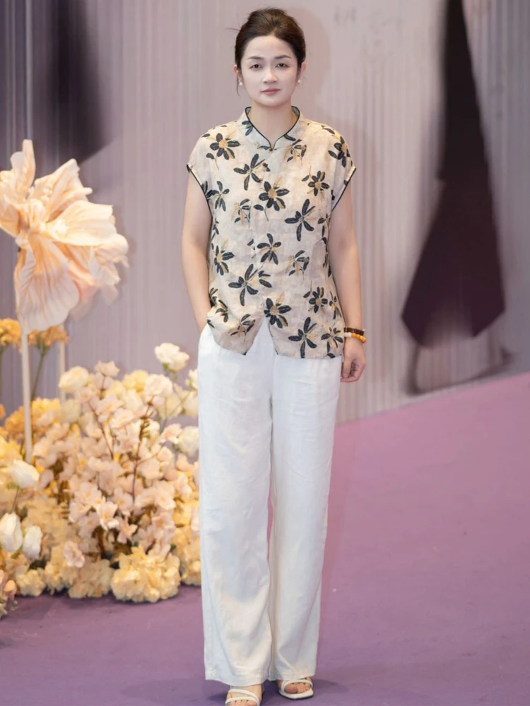 

Женская футболка Han Haax с цветочным принтом, повседневная, свободного кроя, летняя, дышащая, открытый кардиган, стандартная длина