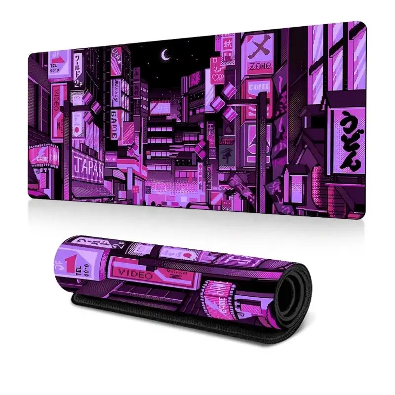 R53C Japanese Anime Large Gaming Mouse Pad with Stitched Edged Nonslip Natural Rubber Base Waterproof Laptop Pad Mat