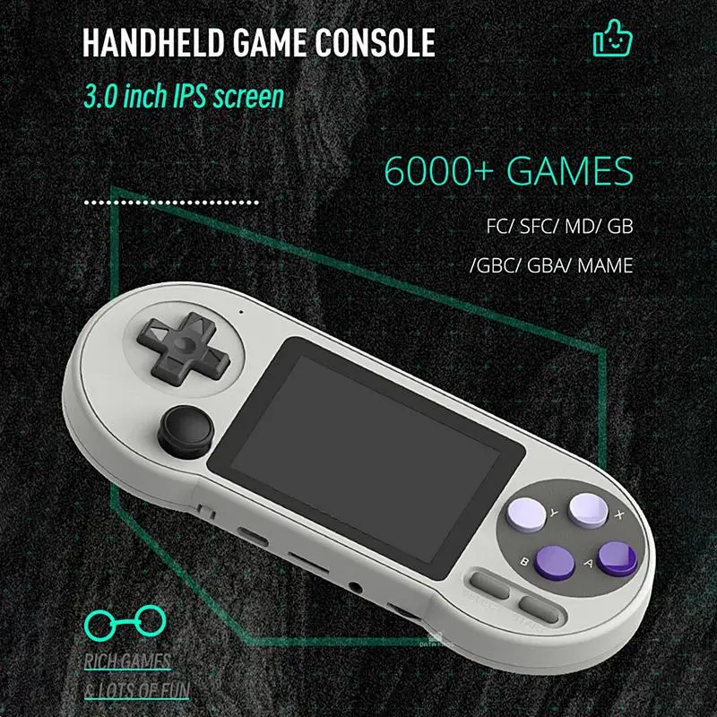 

Портативная игровая консоль SF2000 Plus, 6000 видеоигр, 3 дюйма