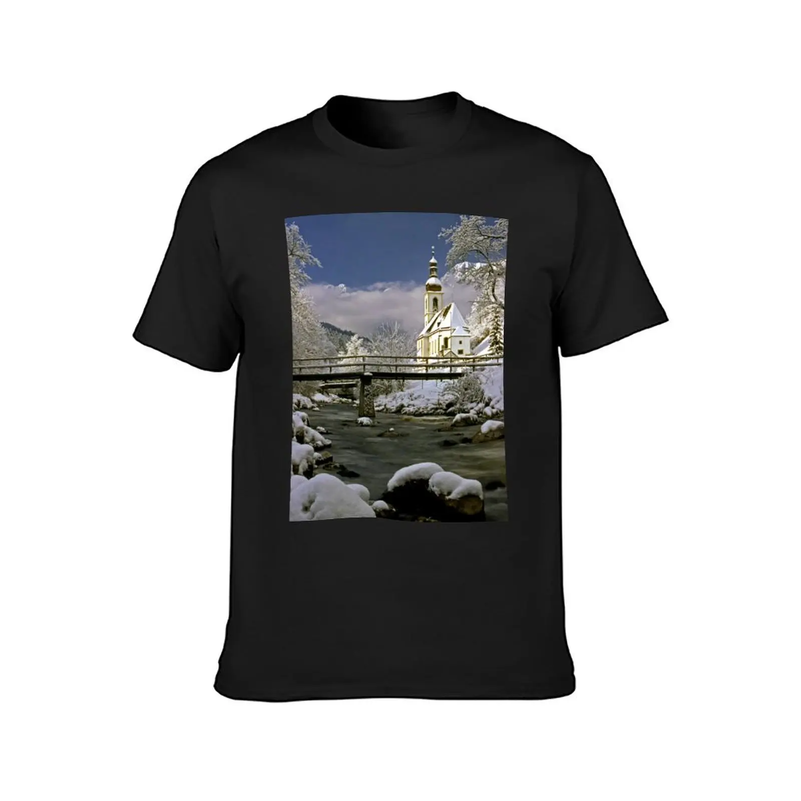 Ramsau Church in Winter T-Shirt summer top blacks Blouse sports fans men graphic t shirts