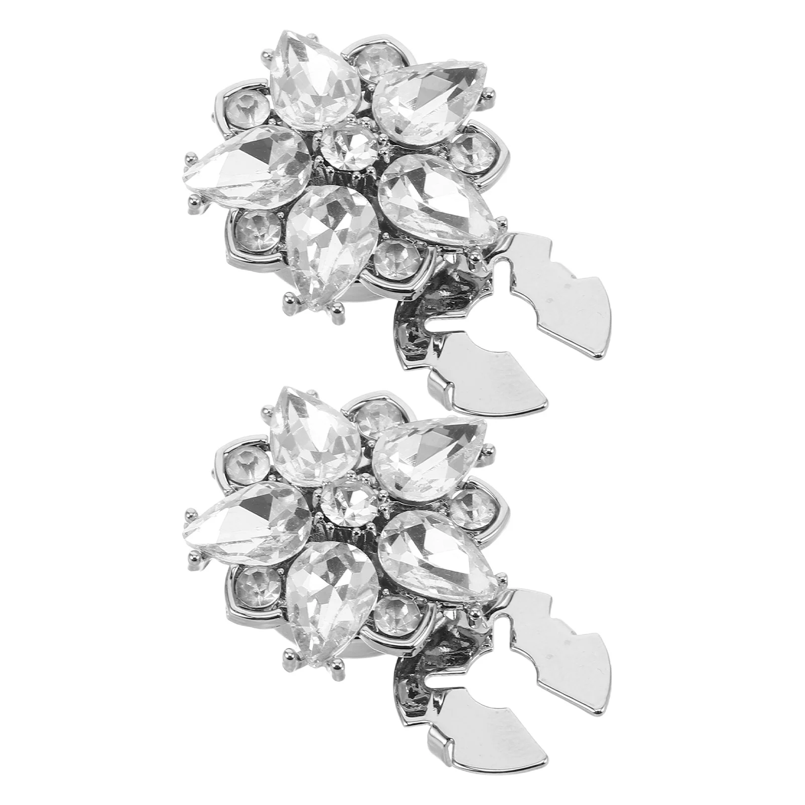 

2Pcs Alloy Cuff Links for Women Men - Sparkling Flower Rhinestone Sleeve Buttons Dress Shirt Studs Formal Tuxedo Business