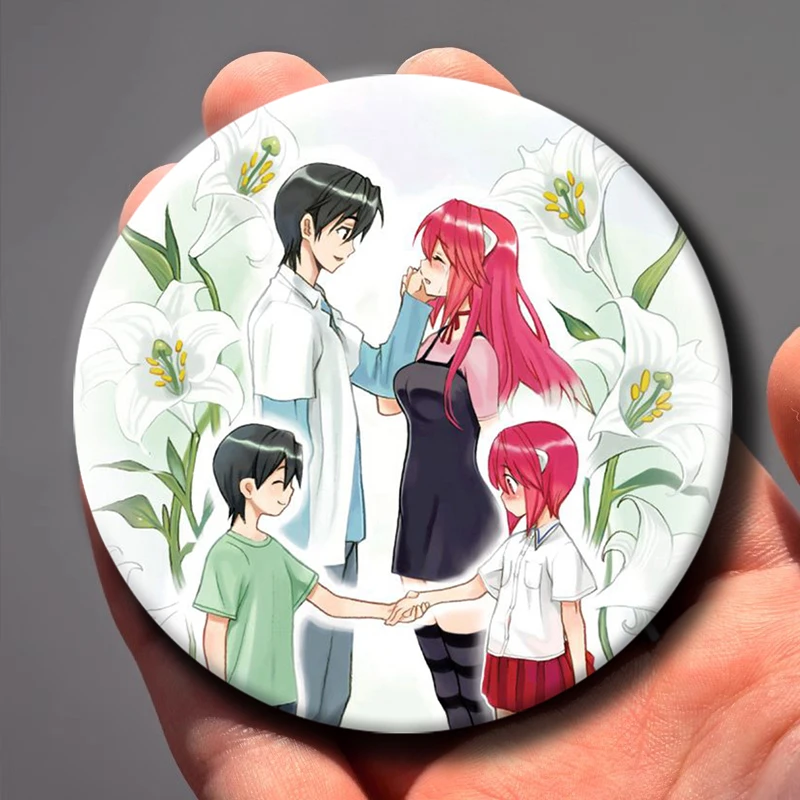58mm Anime E-Elfen Lied Round Pins Handmade Brooch for Clothes Backpack Decoration Cartoon Badge