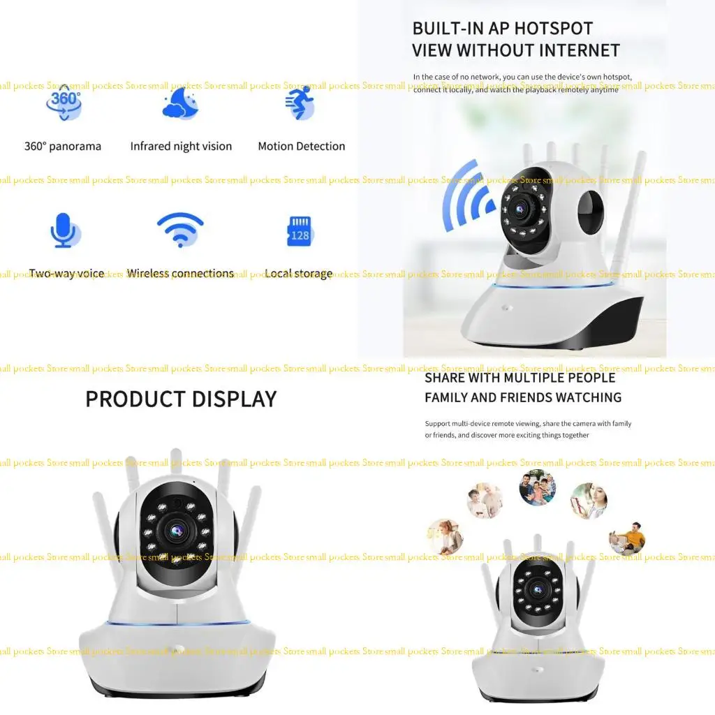 

R1WD Домашняя камера безопасности Радионяня Внутренняя камера Приложение Дистанционный мониторинг Ночное видение 2-сторонний на