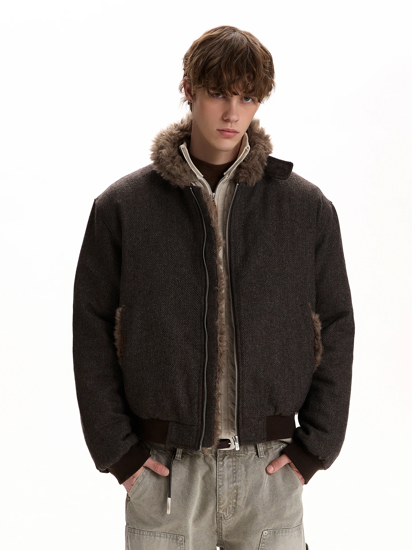 

Thiened Ретро Sle-бомбер с шерстяным воротником, длина до пола, рабочая одежда, пальто, теплая молодежная модная хлопковая одежда