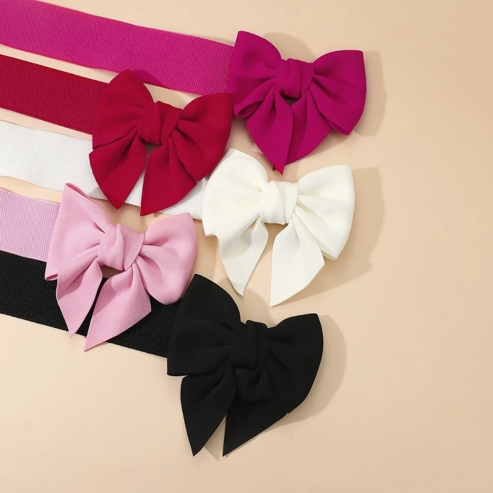 Elegant Bowknot Waist Straps Wide Elastic Waistband Adjustable Solid Color Waist Belt For Dress Decorate Clothes Accessories