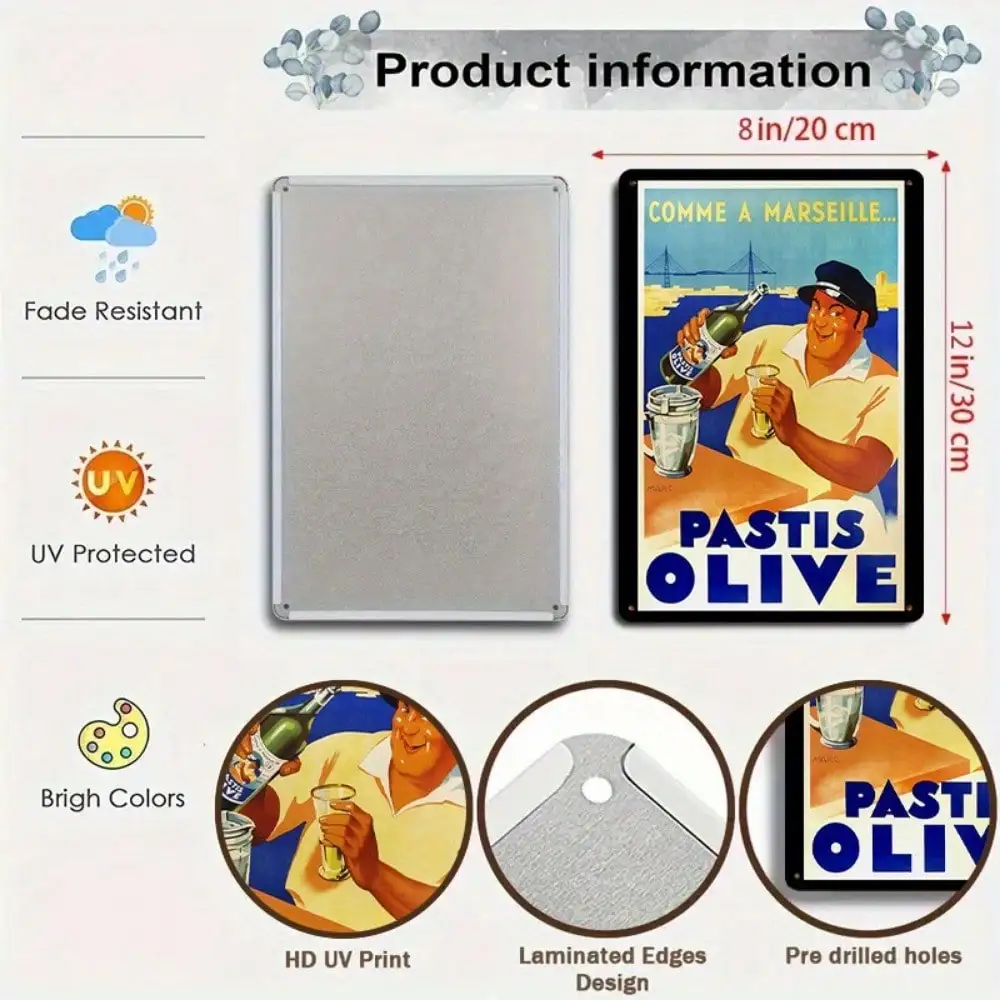 Винтажный синий художественный постер, 1 шт., настенное искусство в стиле ретро для бара и ресторана, 8x12 дюймов/20x30 см