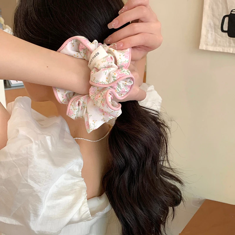 الكورية مزاجه الأزهار Scrunchies إكسسوارات الشعر رباط شعر بسيط النساء الفتيات ذيل حصان حامل الشعر الأربطة المطاطية العلاقات الشعر