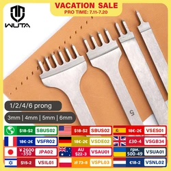 WUTA 1Set 4pcs Basic Leather Chisel Tool Diamond Pricking Iron Hole Punch Stitching Leather Craft tools 3/4/5/6mm 1-2-4-6 teeth