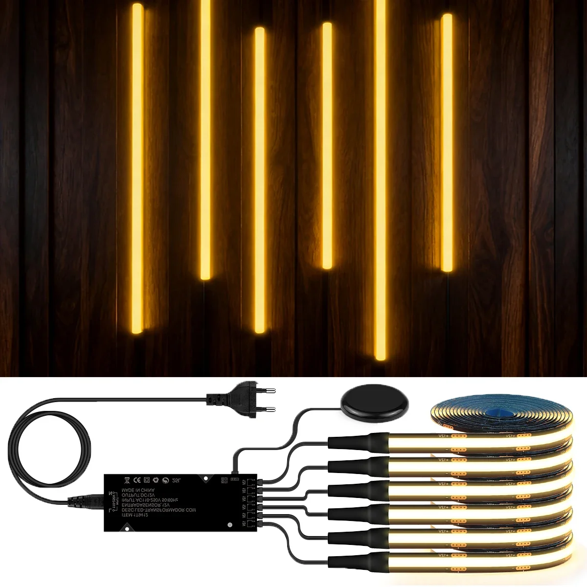 Moderne LED-Wanddekorationsleuchte mit 12V Touch-Funktion, Schwarze PCB COB-Lichtleiste für Perfekt Eingebettete Installation in Schalldämmplatten