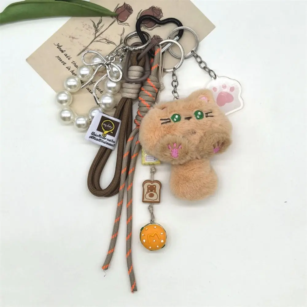 Bag Hanging Cartoon Cat Doll Pendant Soft Ornaments Cat Plush Keychain Cute Anti-lost Cat Mobile Phone Chain Holiday Gift