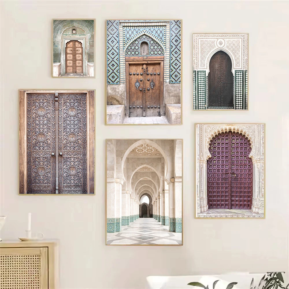 Moroccan Door Indian Door Wall Art Canvas Painting Print Marrakesh Architecture Poster Boho Islamic Wall Art Picture Home Decor