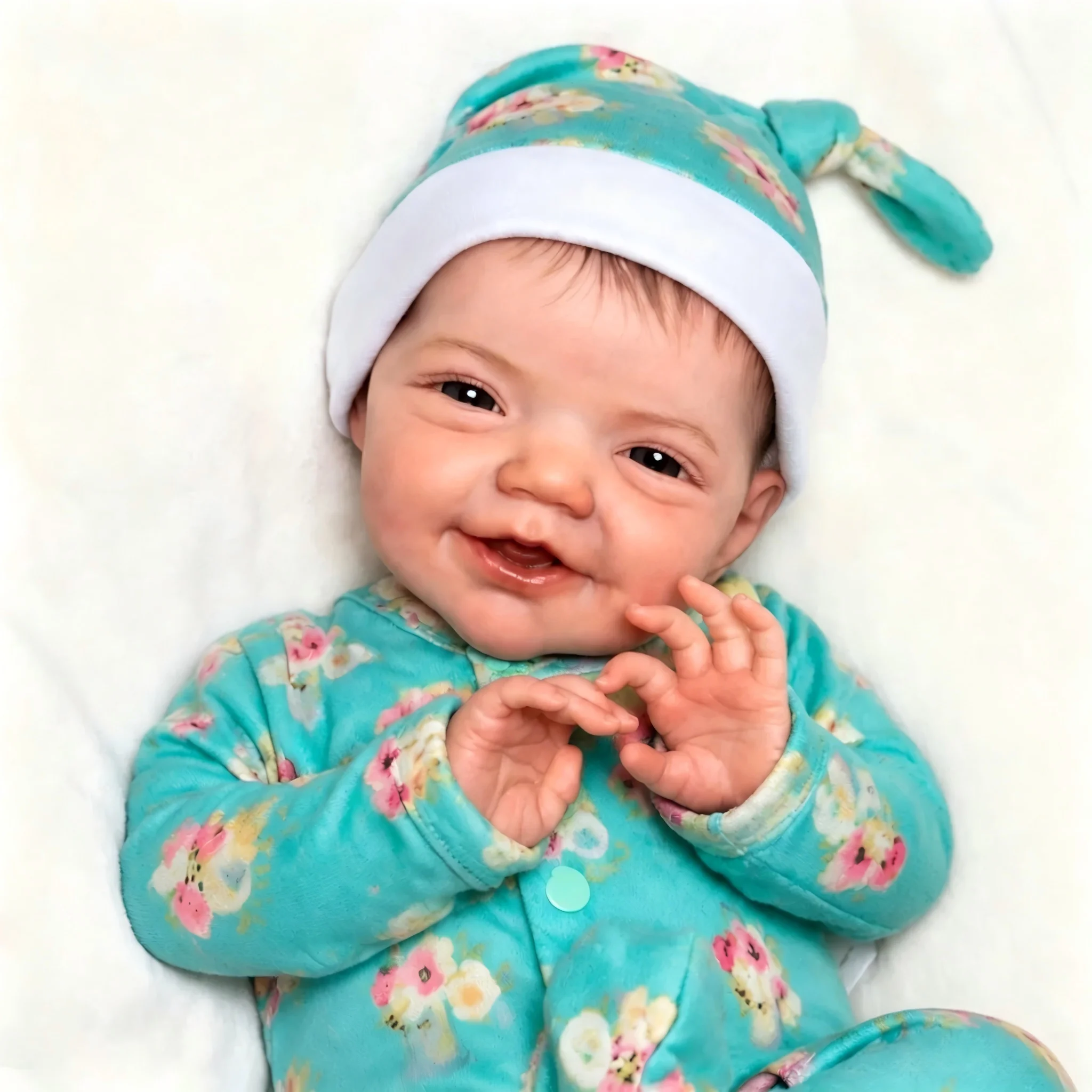 

BZDOLL 19 Inch 48 CM Full Vinyl Body Reborn Baby Smiling Doll Toy Lifelike Handmade Fashion Birthday Gift