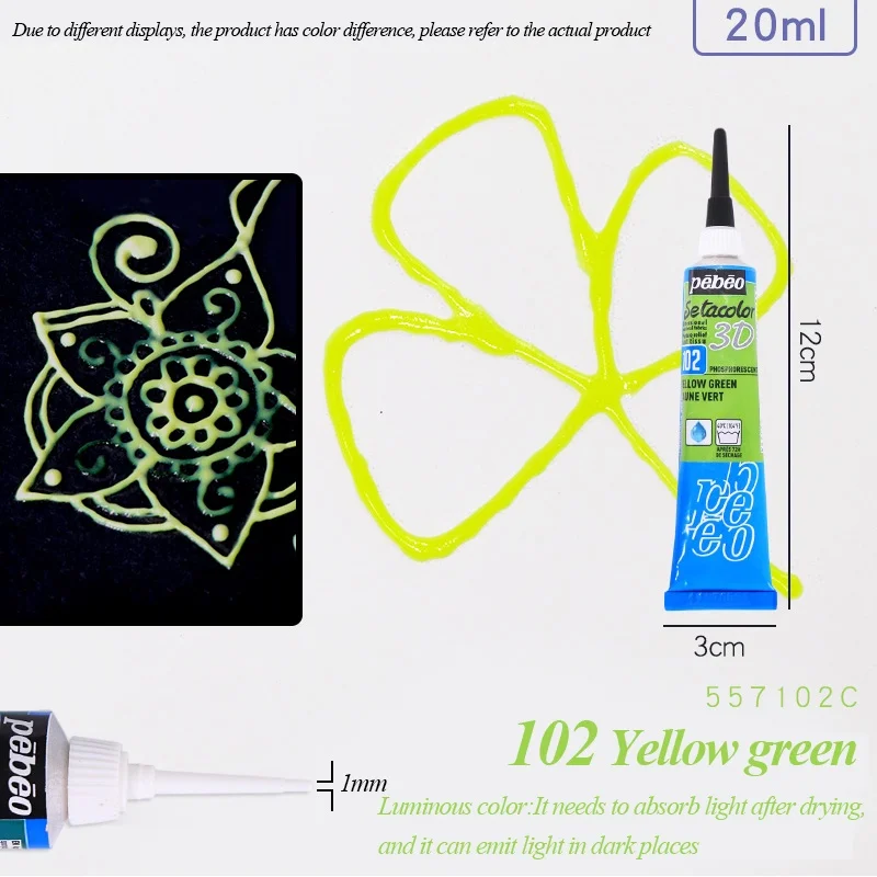 Setacolor 3D Stoffenverf 20ml Permanente Waterdichte Textielverf Niet-giftige 3D Stoffenmarker voor DIY Kleding Textielknutsels