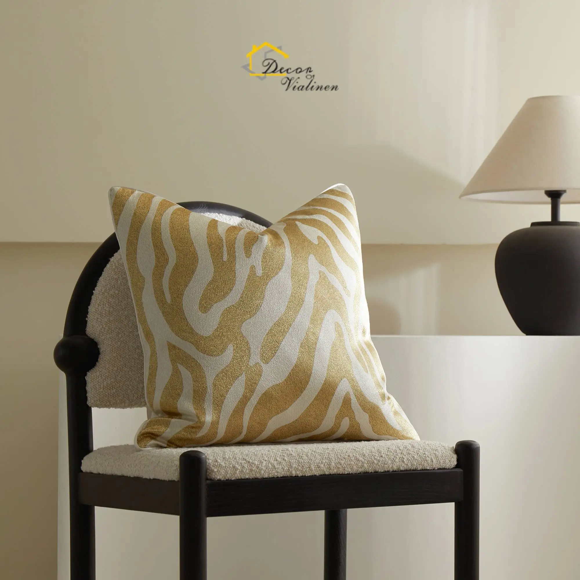Jacquard Zebra Cushion Cover, Luxury Pillow Cover, Black, Gold, Red, Grey for Sofa, Living Room, Couch