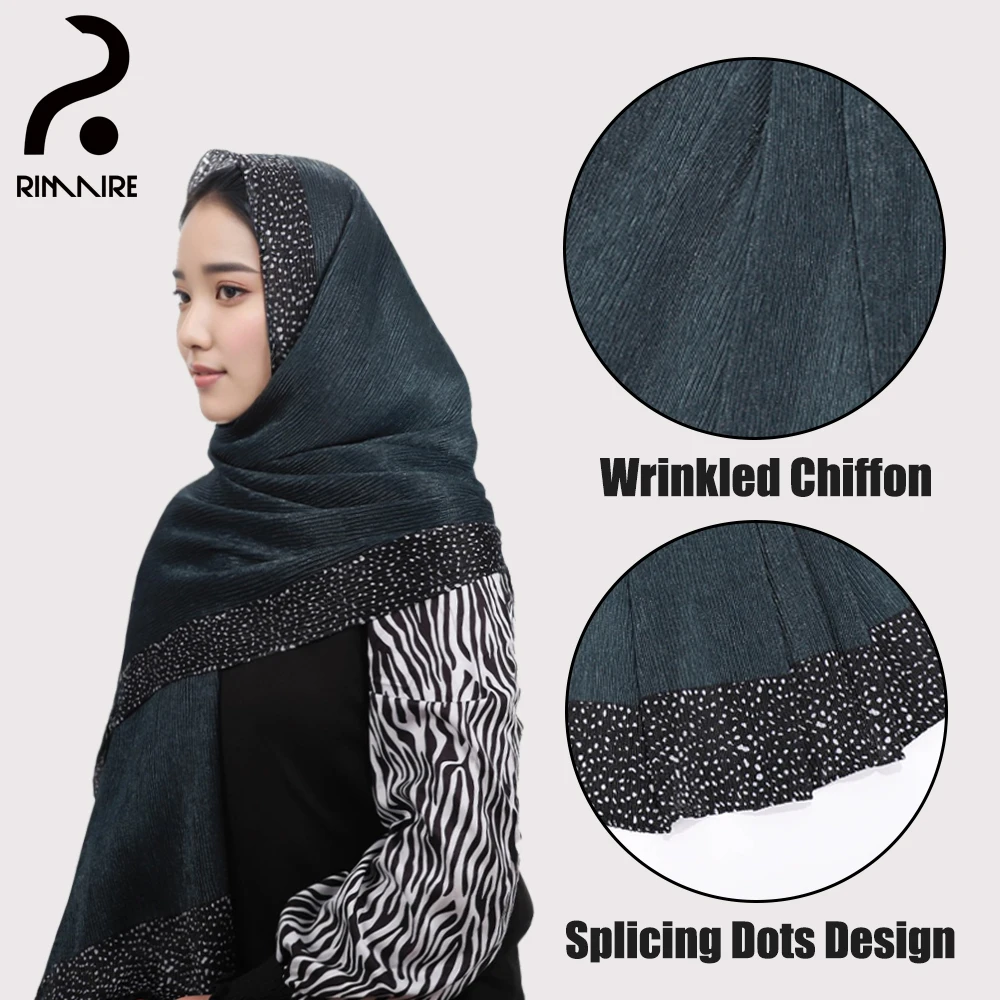 

Muslim Wrinkle Printed Hijabs for Women Designer Islamic Turban Luxury Ladies Headscarves Headwraps Gift Party Wholesale RIMAIRE