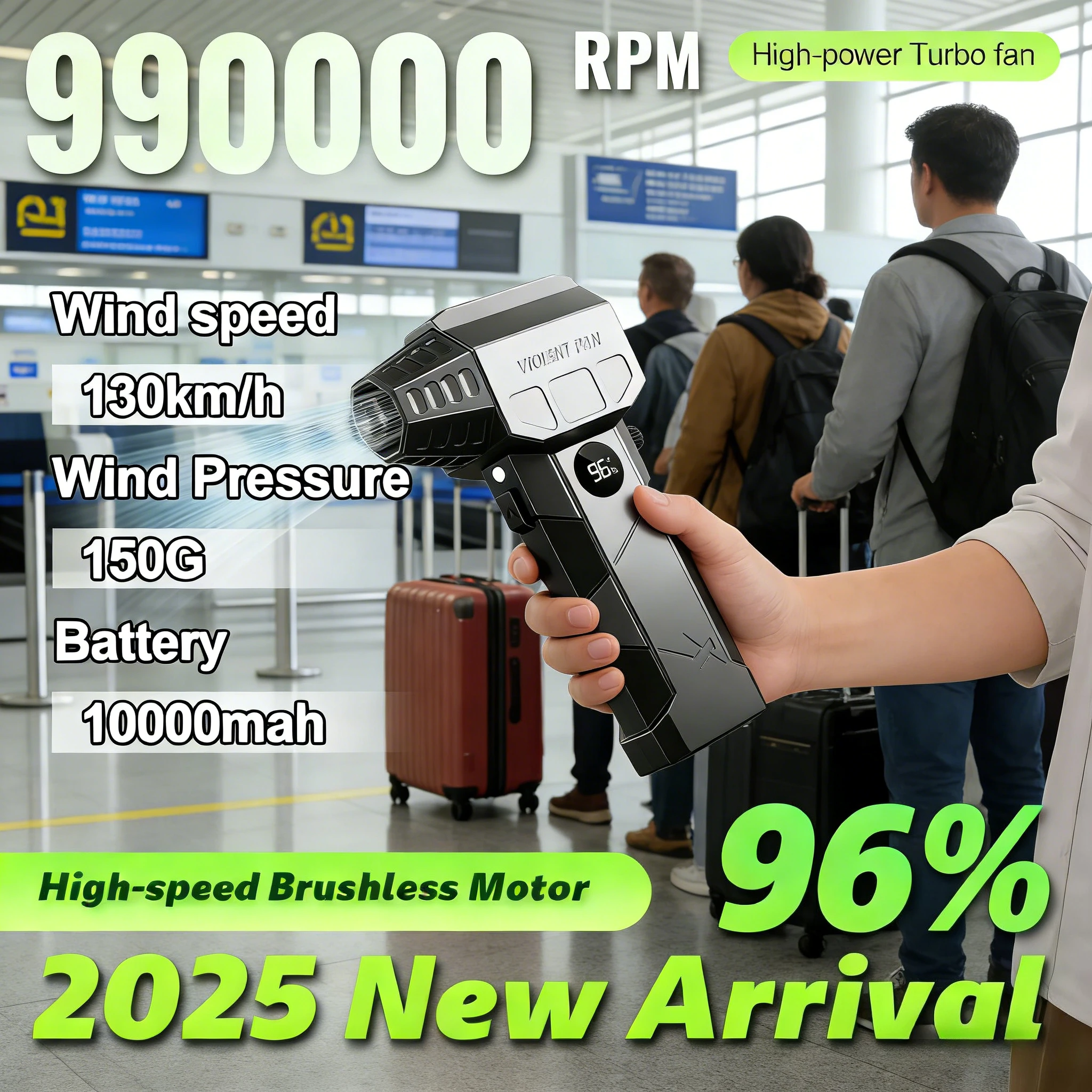 

X5 Turbo Fan 20000 мАч Портативный ручной вентилятор 680000 об/мин Инструмент для чистки автомобиля Мини-воздуходувка с вакуумным комплектом Турбоструйный вентилятор Фен