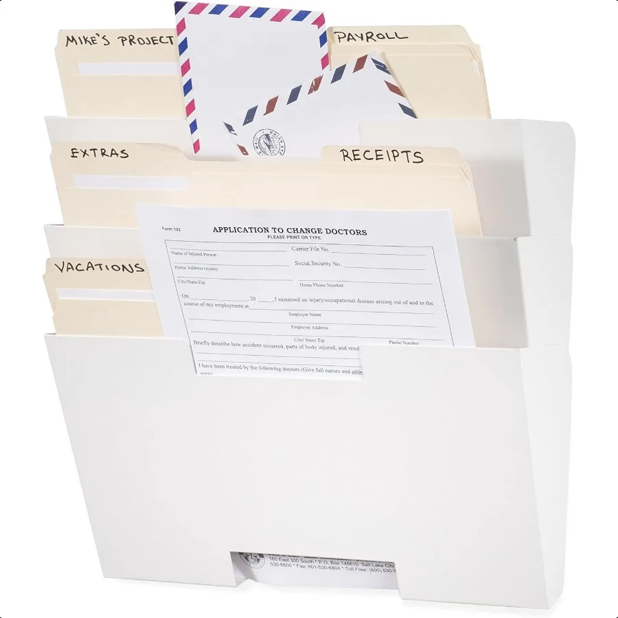 

Wallniture Lisbon Wall File Holder Organizer for Office Storage 3Tier Mail and Magazine Holder Metal White